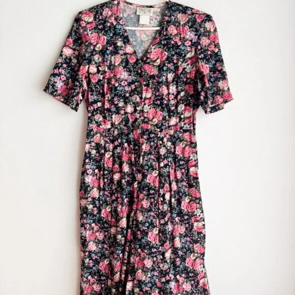 Vintage 90s Northern Traditions Floral Wide Leg Jumpsuit S/M - Picture 6 of 11